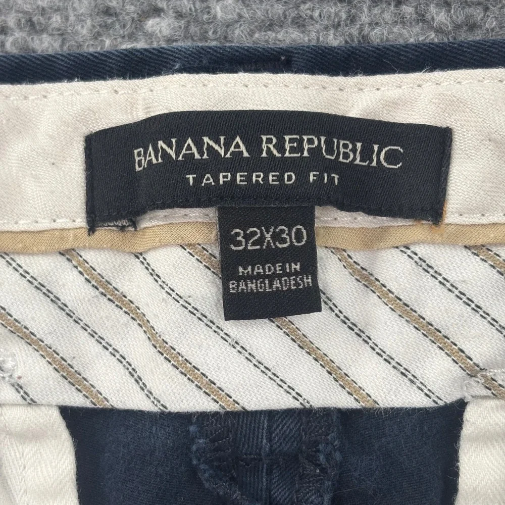 Banana Republic Tapered Fit Chinos 32x30 Navy Blue Stretch Cotton Pants Mens